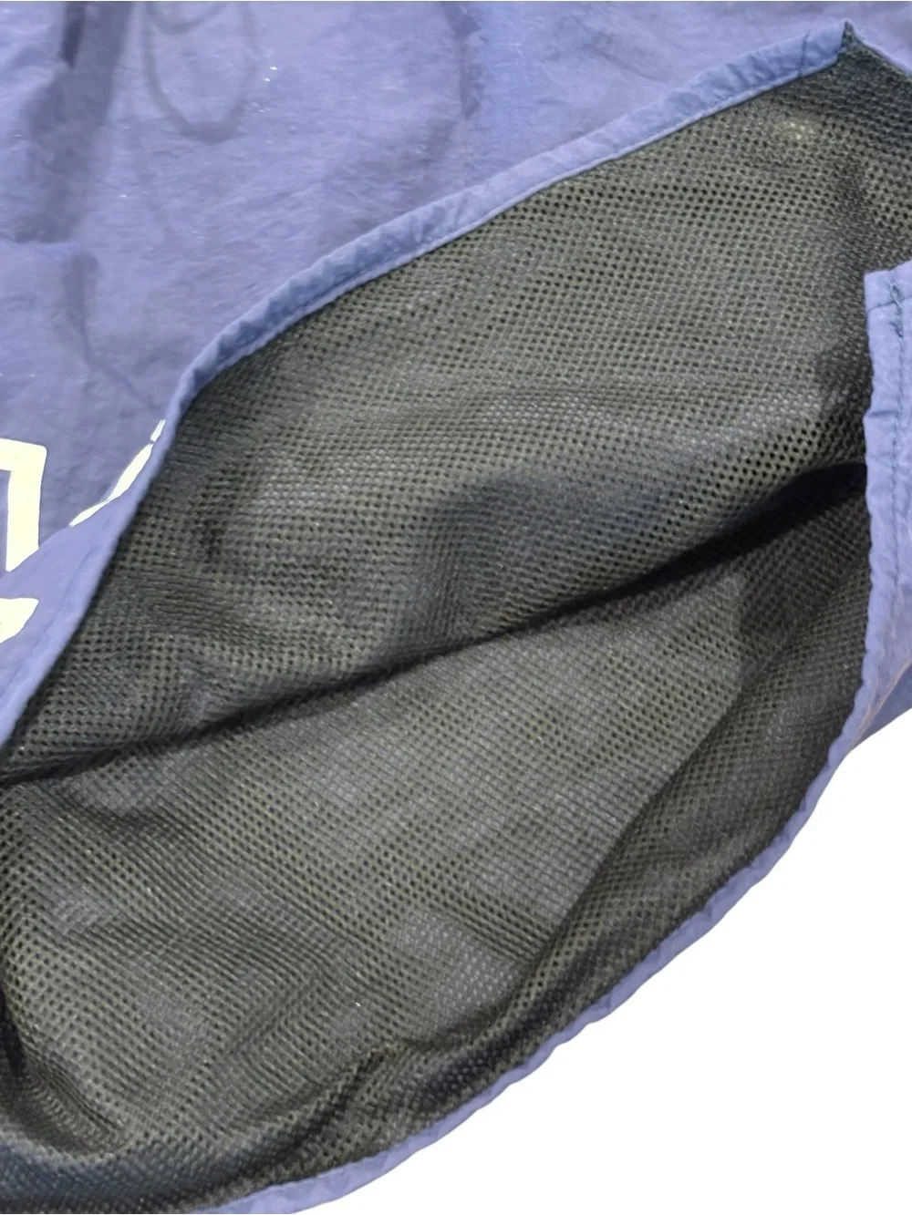 Rhude Navy Swim Shorts with White Logo and Yellow Drawstring S